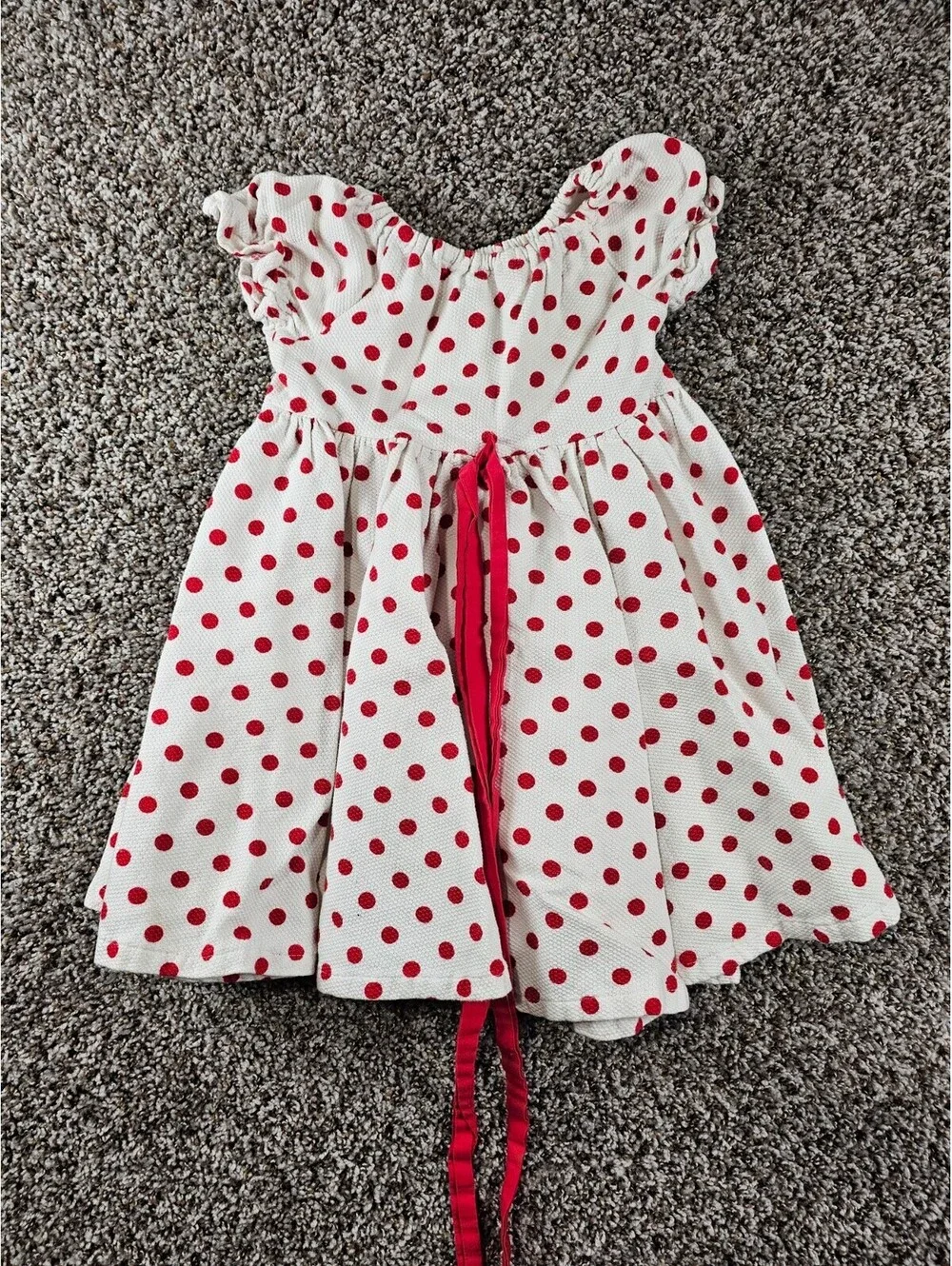 Vintage Handmade Toddler Girls Sz 4T Circle Dress Red White Polka Dot Formal